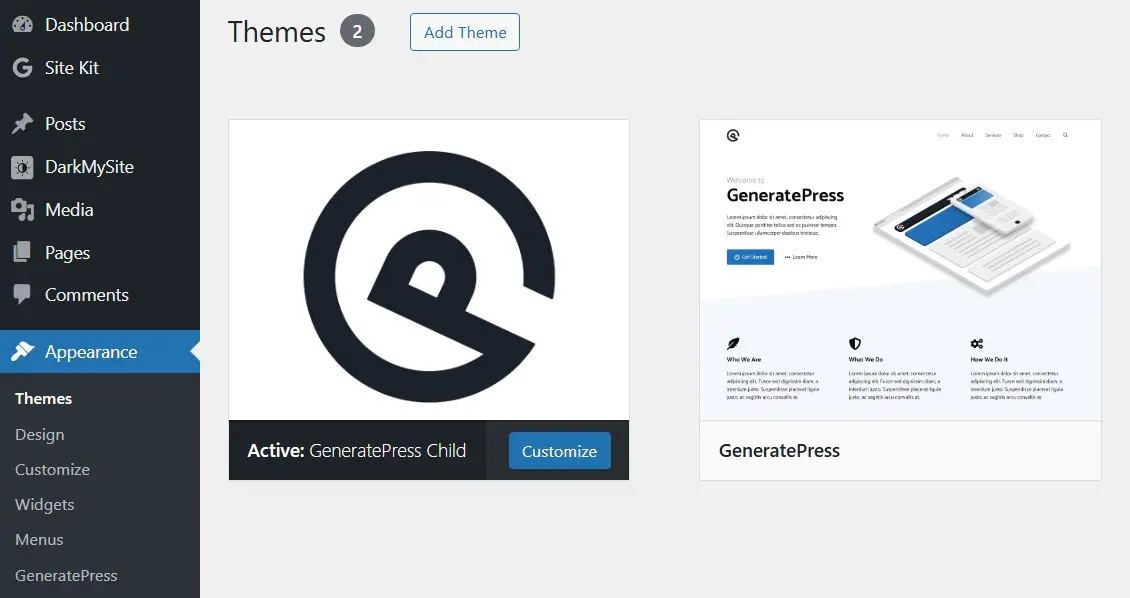 GeneratePress Child 테마를 적용해야 하는 이유